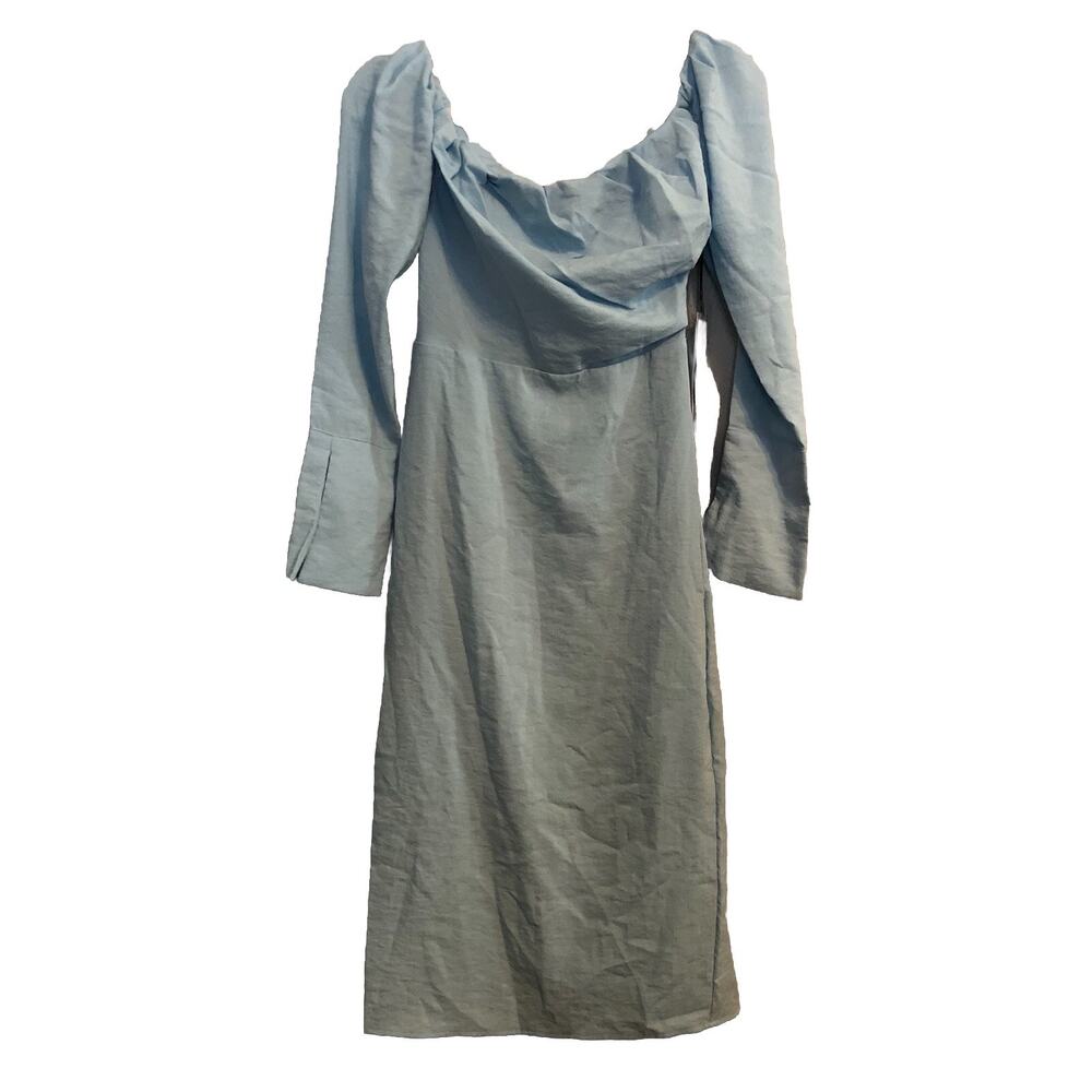 Future Collective‎ Womens Long Sleeve Dress Light Blue 00 Stretchy Boho Cottage